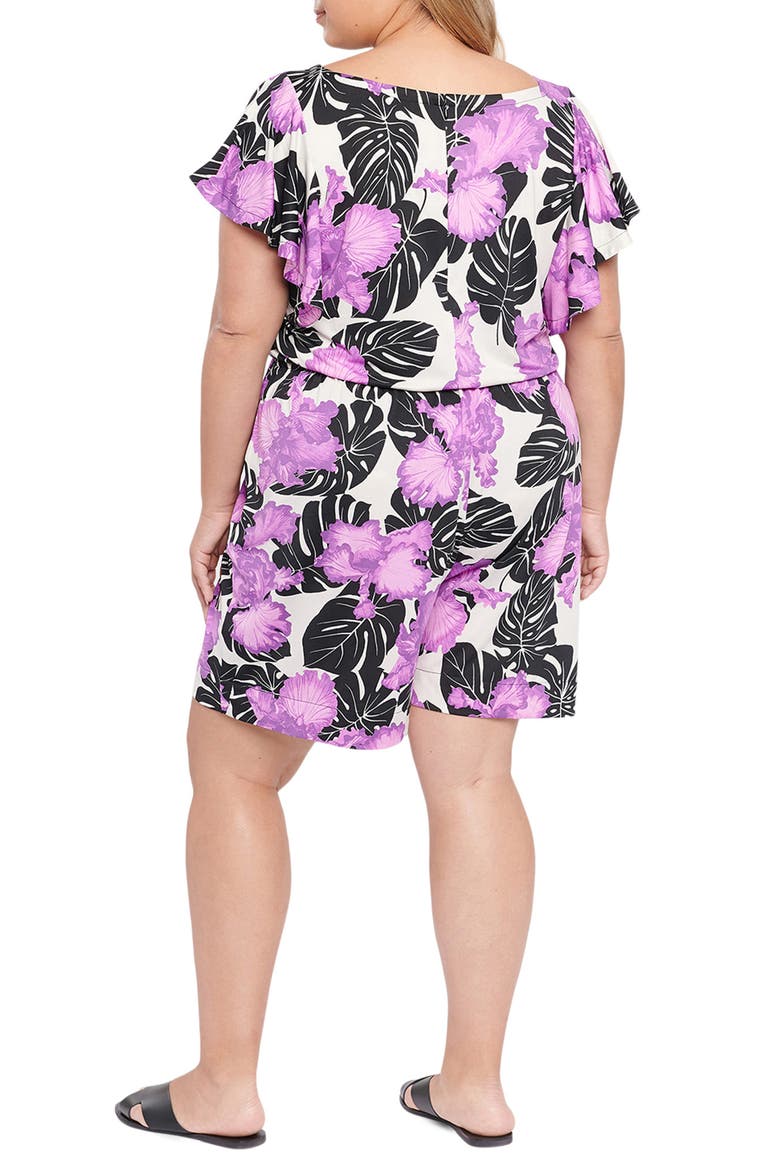 Hanna Short Sleeve Stretch Knit Romper, Alternate, color, IRIS BREEZE