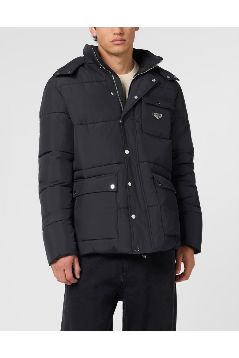 Nylon Puffer Jacket Gothic Plein Men, Main, color, black