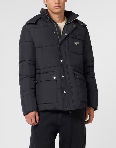 Nylon Puffer Jacket Gothic Plein Men
