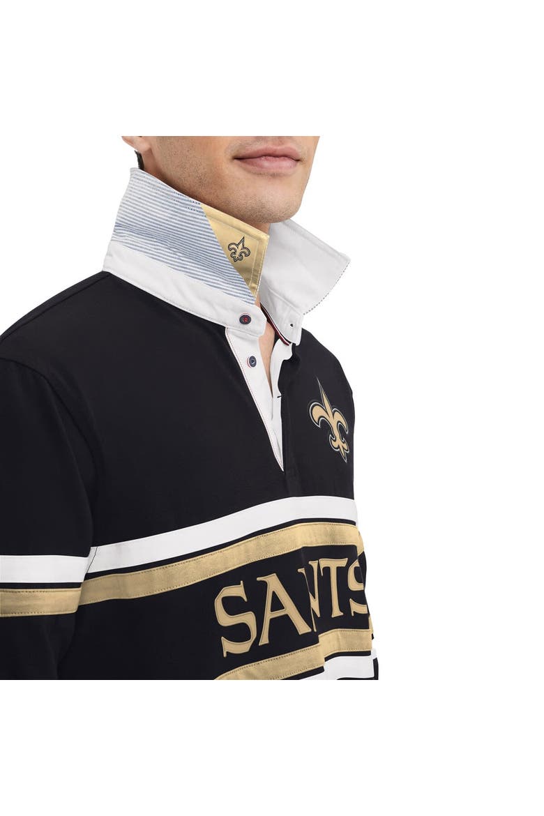 Men's Tommy Hilfiger Black New Orleans Saints Cory Varsity Rugby Long Sleeve T-Shirt, Alternate, color, Black