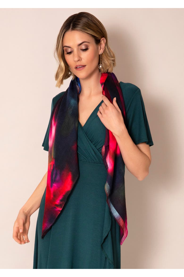 Petite Waterfall Ruffle Wrap Midi Dress, Alternate, color, Pine Green