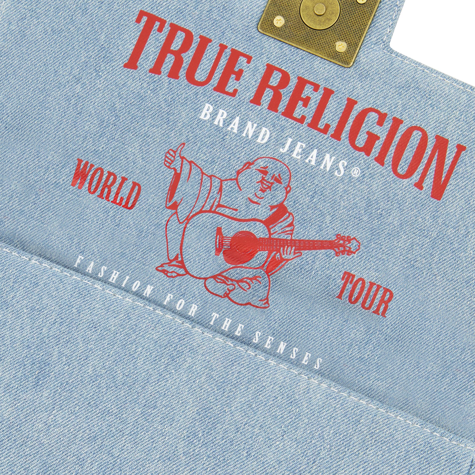 True Religion Denim Brass Hardware Flap, Alternate, color, Light Blue