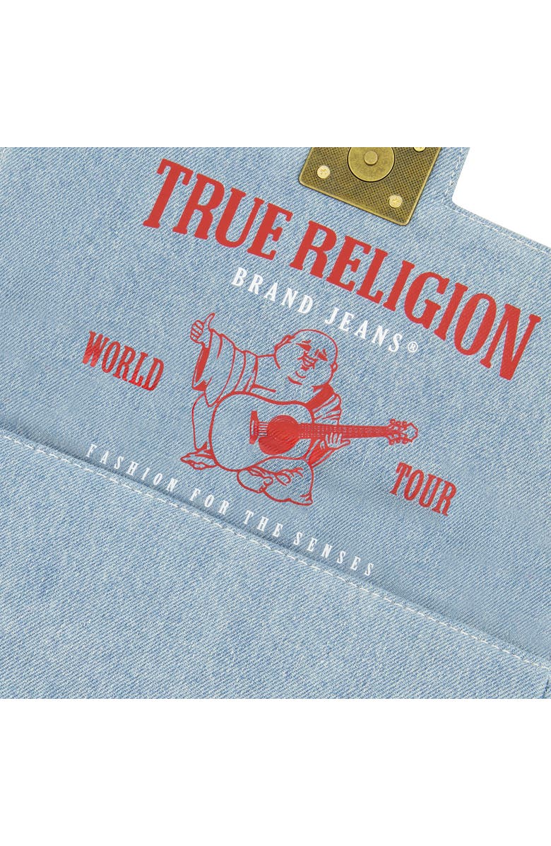 True Religion Denim Brass Hardware Flap, Alternate, color, Light Blue