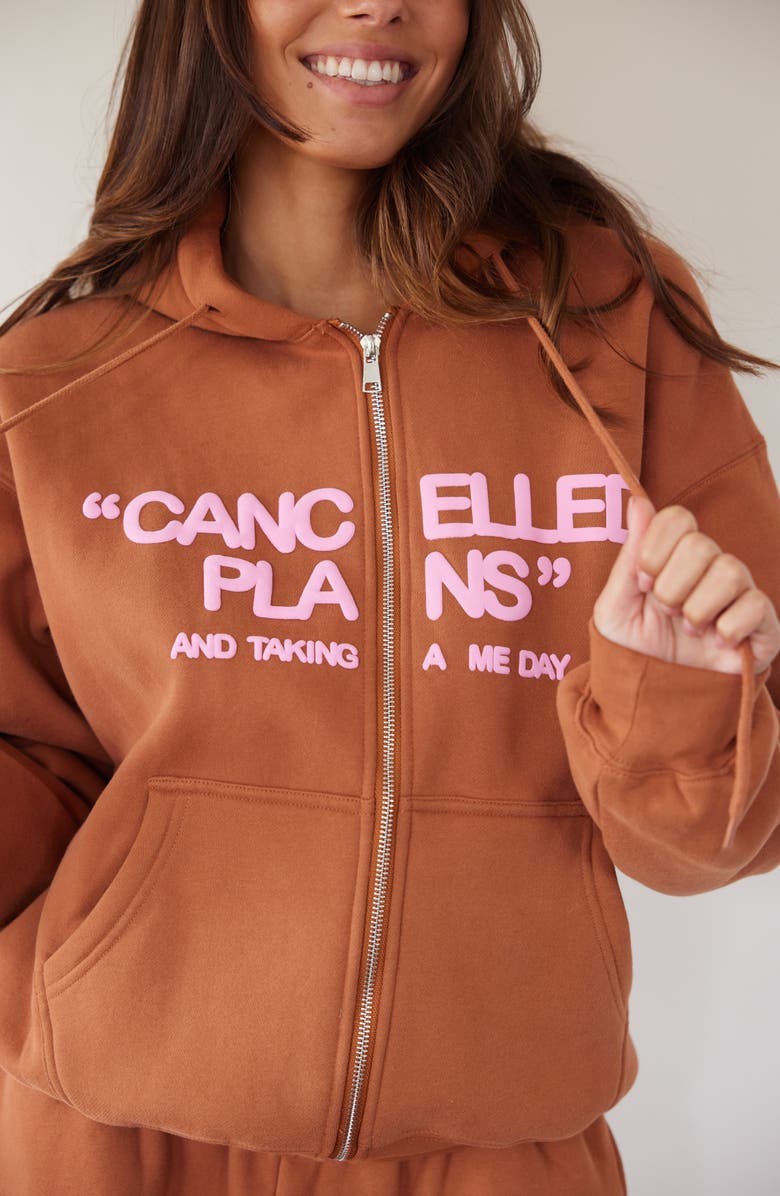 THE MAYFAIR GROUP Me Day Fleece Graphic Zip Hoodie, Alternate, color, Brown