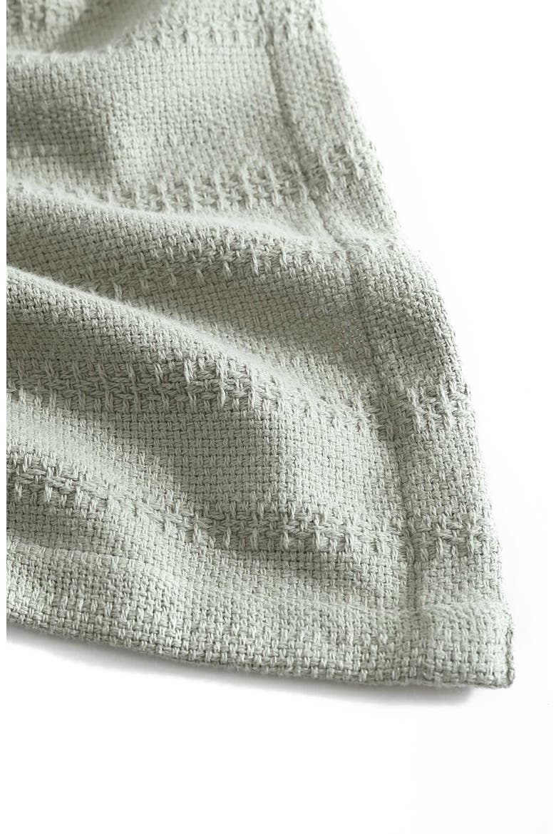 Variegated Weave Stripe Cotton Blanket, Alternate, color, GREEN