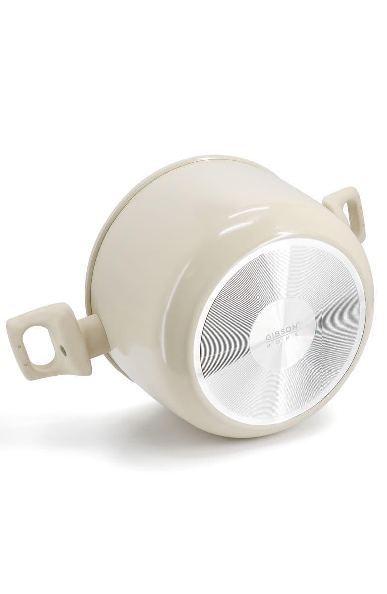 Gibson Home Barnsdall 5 Quart Ceramic Nonstick Aluminum Stock Pot with Lid, Alternate, color, White