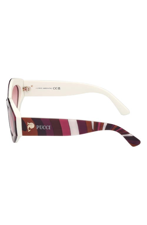 Emilio Pucci 54mm Gradient Geometric Sunglasses In White Pattern/grad Fuschia