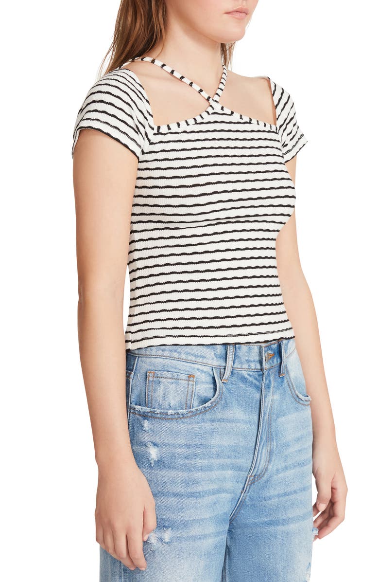 BB Dakota by Steve Madden Super Model Stripe Cutout Baby Tee, Alternate, color,