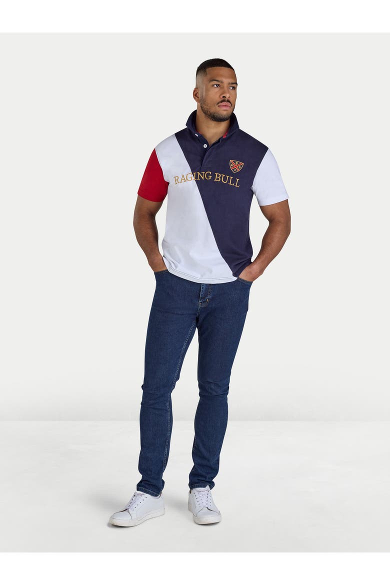 Diagonal Panel Rugby Shirt, Alternate, color, Navy