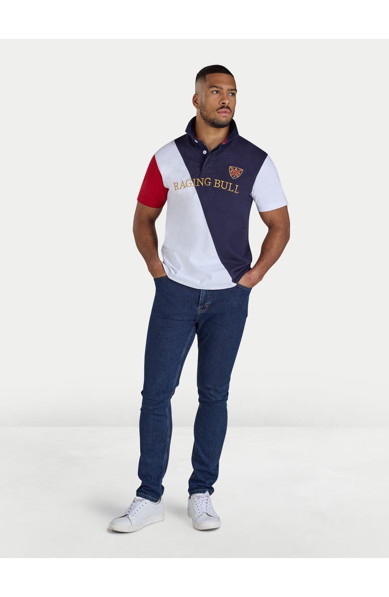 Raging Bull Diagonal Panel Rugby Shirt, Alternate, color, Navy