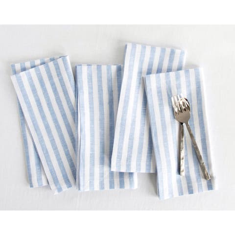 Linen Dinner Napkins - Amalfi Stripe, 20" x 20" Inch