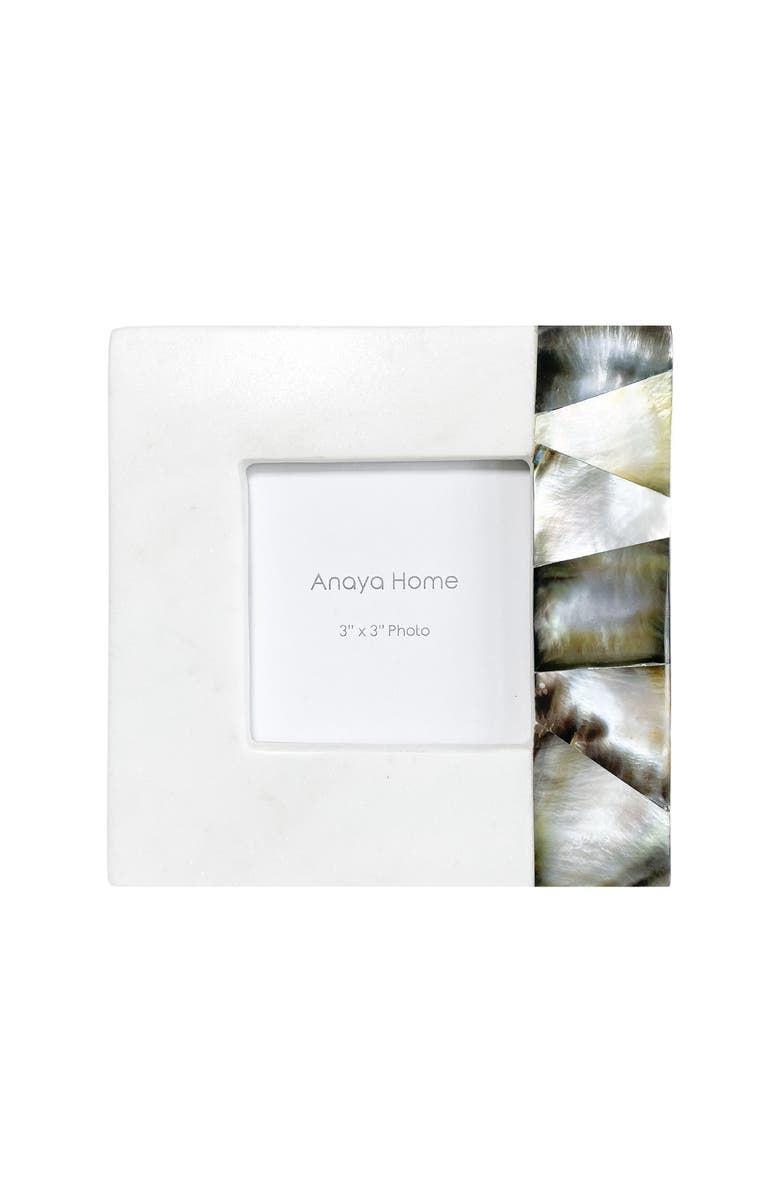 Anaya Grey Mother of Pearl Marble Picture Frames, Main, color, White