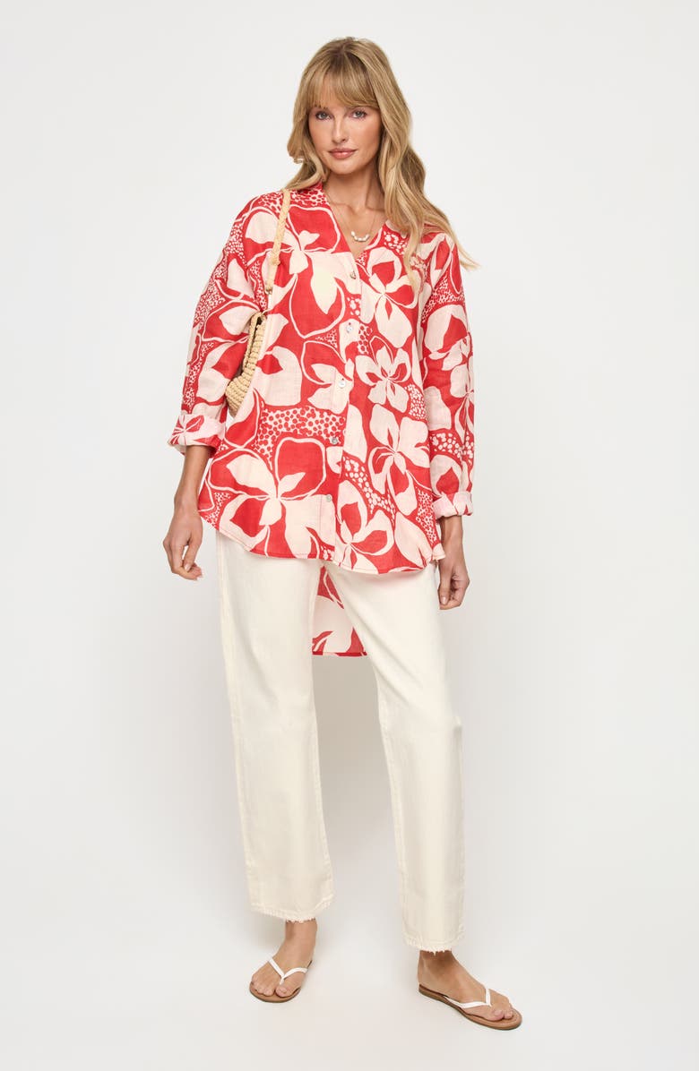 LSPACE Rio Linen Cover-Up Tunic, Alternate, color, Hibiscus Bloom