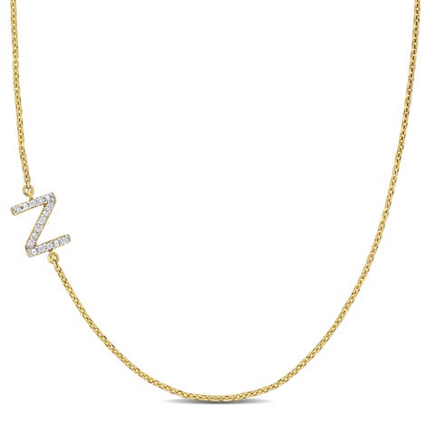 Diamond Initial Necklace 14k Yellow Gold