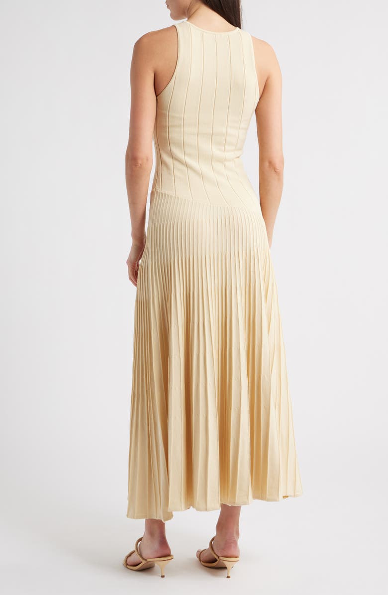 MANGO Piano Sleeveless Pleated Cotton Blend Sweater Dress, Alternate, color, Light Tan