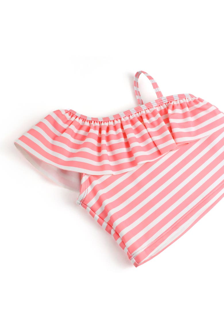 Baby Girls One Shoulder Ruffle Tankini, Alternate, color, Flamingo Frenzy