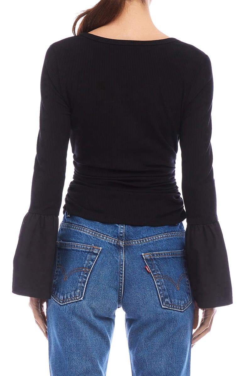 FIFTEEN TWENTY Ava Bell Sleeve Rib Top, Alternate, color, Black
