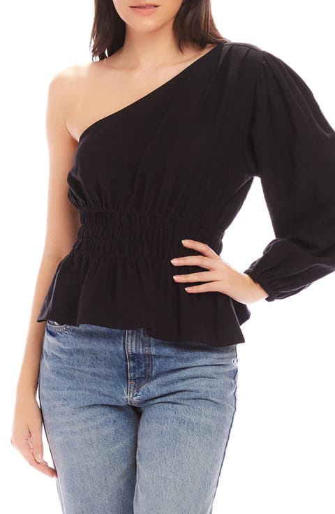 Talia Smocked One-Shoulder Top