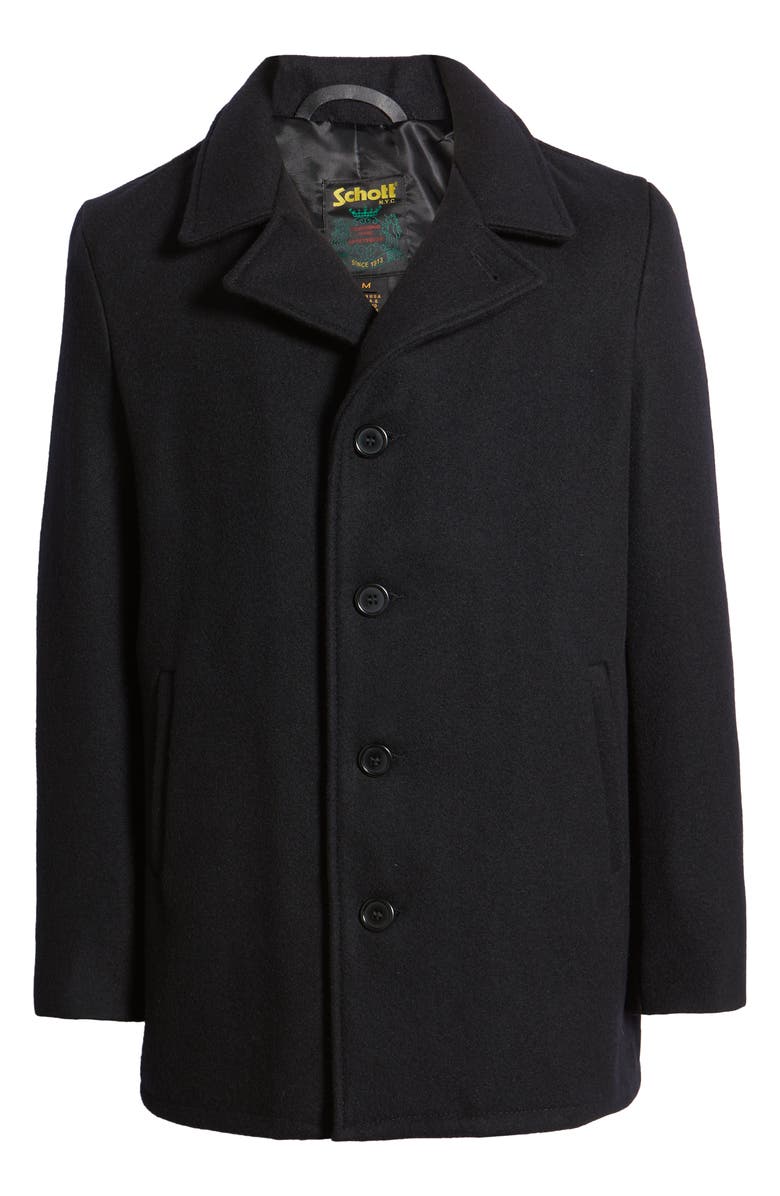 Schott NYC Wool Blend Car Coat, Alternate, color, Navy