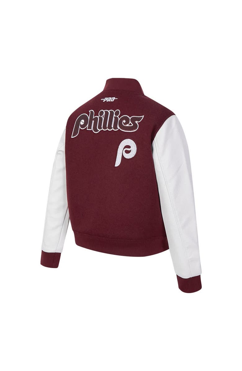 PRO STANDARD Women's Pro Standard Burgundy Philadelphia Phillies Game Day Classics Wool Varsity Jacket, Alternate, color, Burgundy