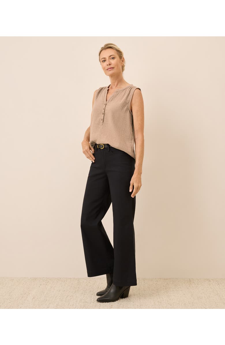 Pact Organic Cotton Stretch Twill Wide Leg Pant, Alternate, color, Black