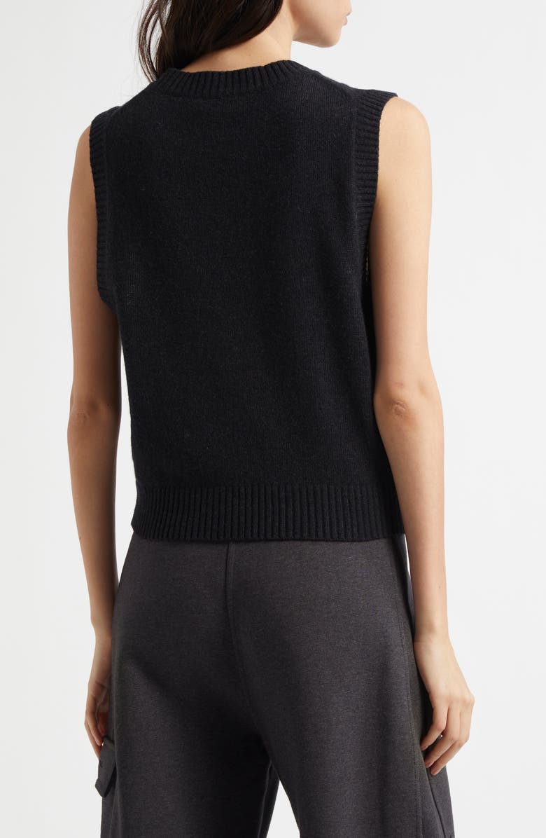 Ganni Logo Graphic Wool Blend Sweater Vest, Alternate, color, 