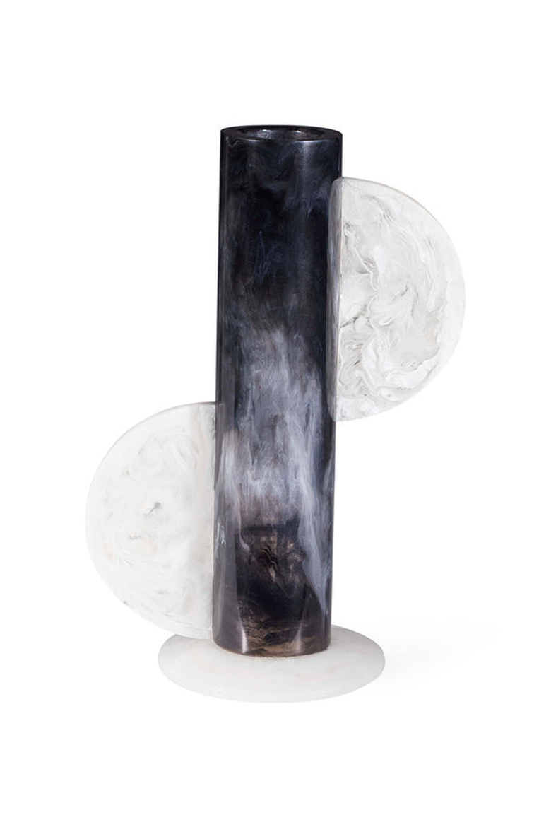 Como Cylinder Vase, Alternate, color, Black / White Marble