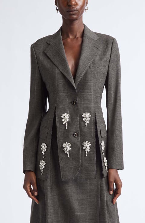 Embellished Wool Blend Blazer