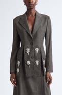 Simone Rocha Embellished Wool Blend Blazer