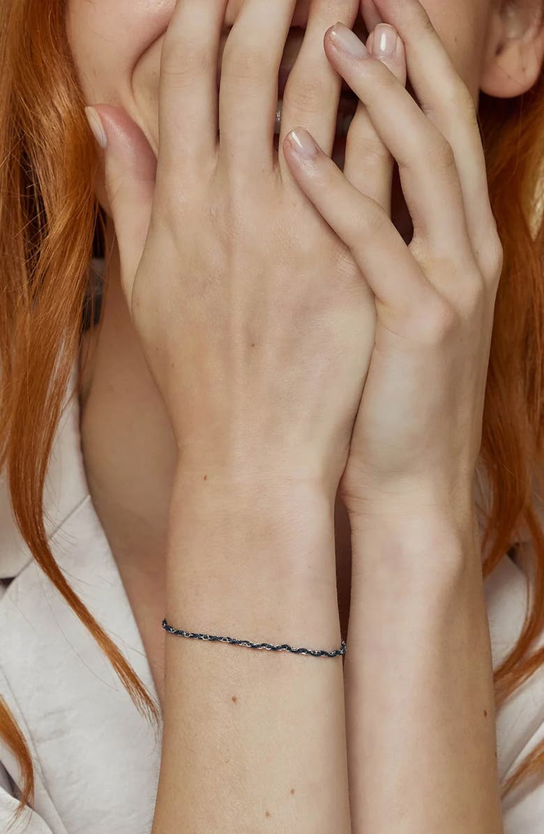 Bearfruit Jewelry Sterling Silver 18k Gold Plated Katarina Bracelet Dainty Trendy, Alternate, color, Black