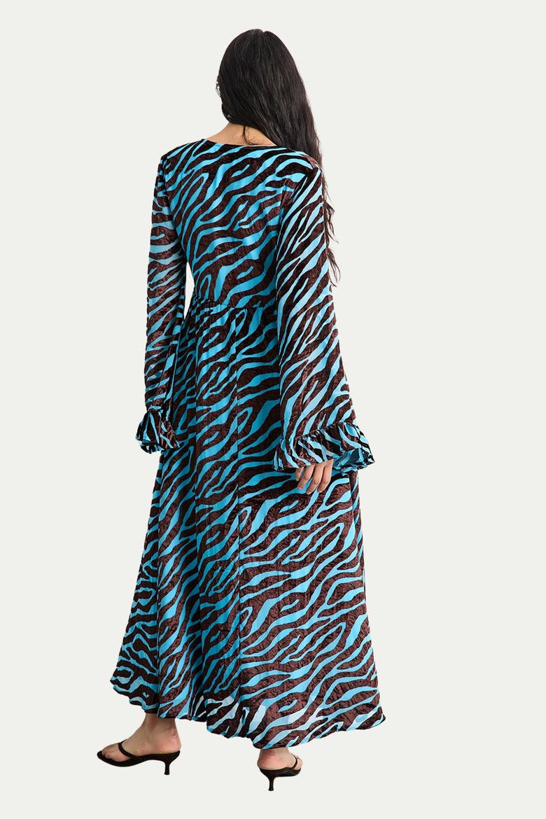 Burnout Velvet Plunge Maxi Dress, Alternate, color, Blue