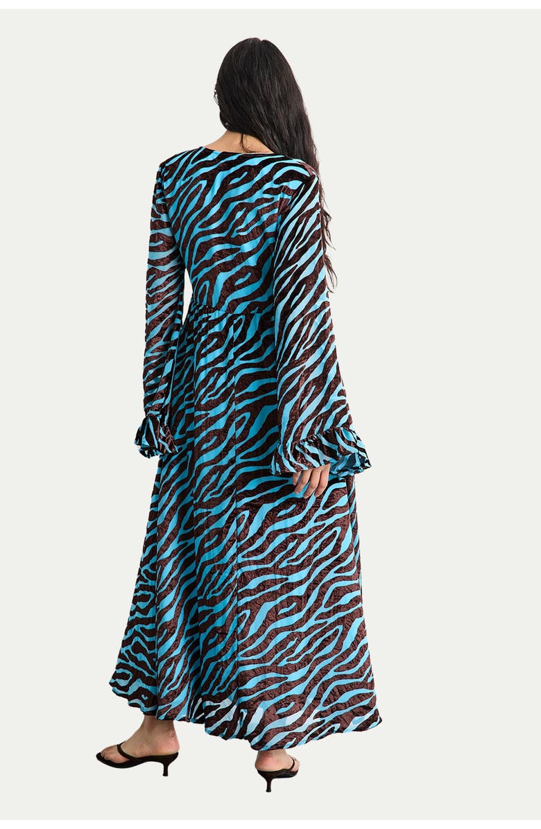 Warehouse Burnout Velvet Plunge Maxi Dress, Alternate, color, Blue