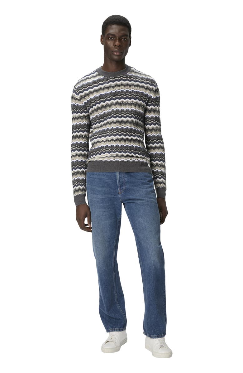 Missoni Crew Neck Sweater With Zigzag Pattern, Main, color, Grey & Beige