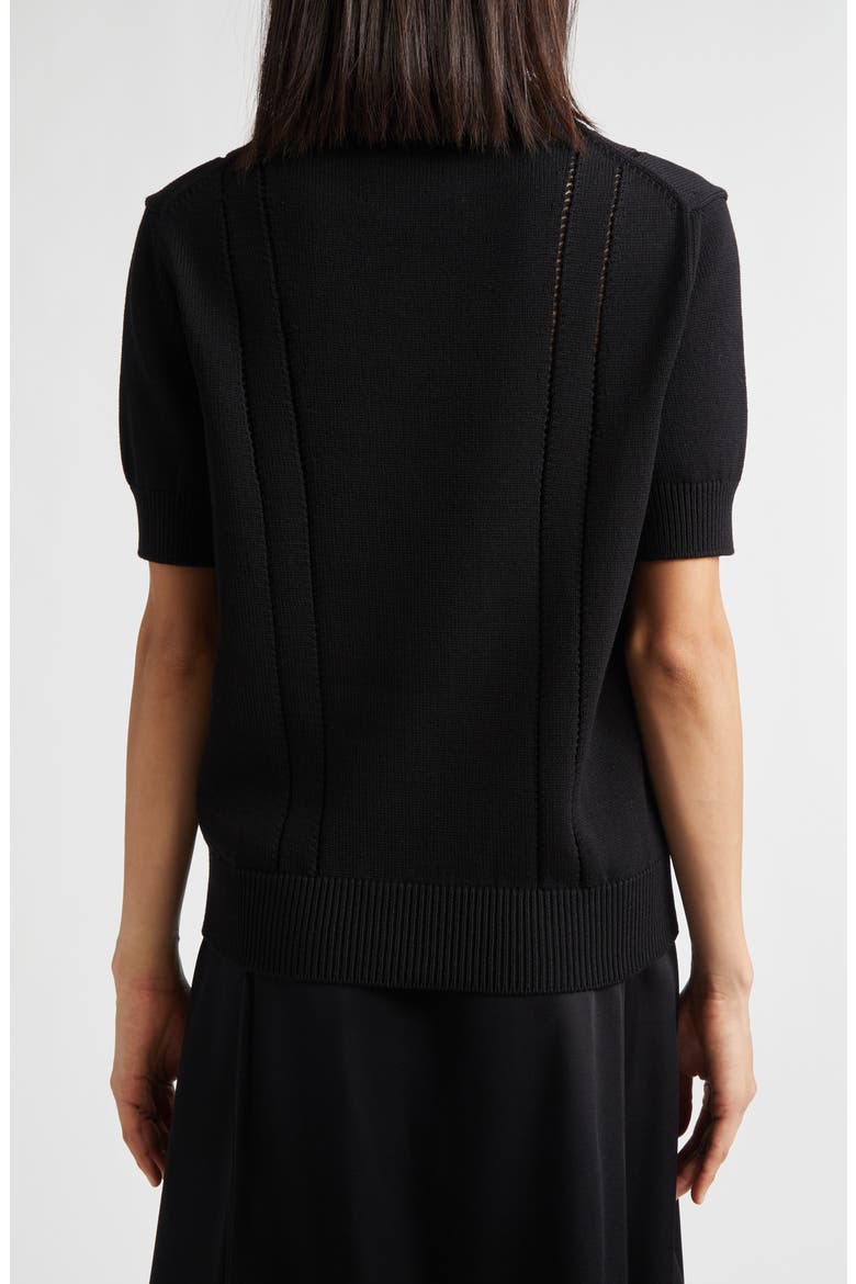 Pointelle Knit Wool & Cotton Sweater, Alternate, color, BLACK