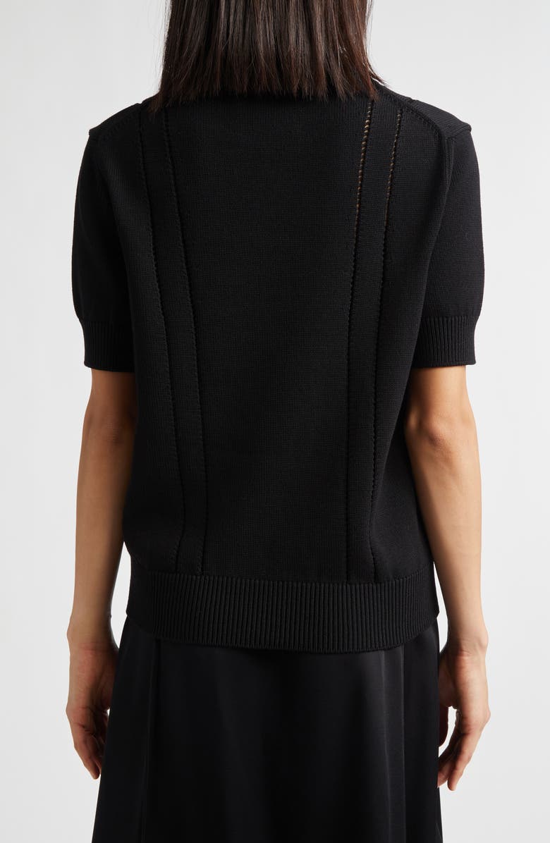 Jil Sander Pointelle Knit Wool & Cotton Sweater, Alternate, color, Black