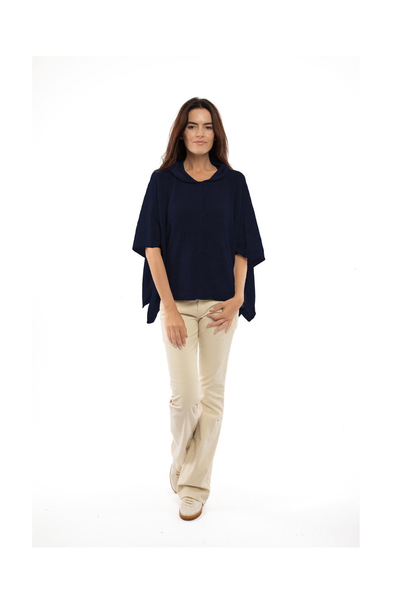 Monticelli Cashmere Pure Cashmere Button Hoodie Poncho, Alternate, color, Night Blue