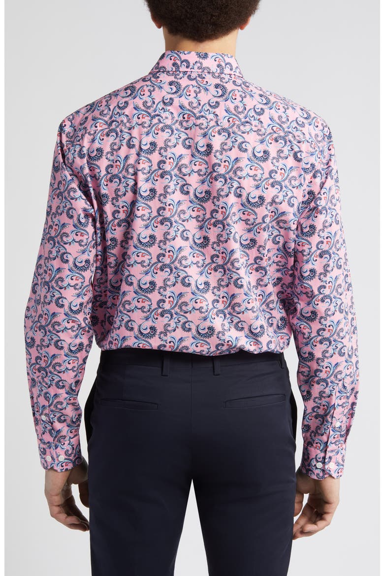 Paisley Print Cotton Button-Up Shirt, Alternate, color, PINK