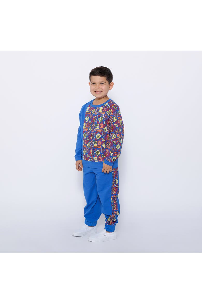 Boys Crewneck Sweatshirt and Jogger Pants Set, Main, color, Blue Multicolor