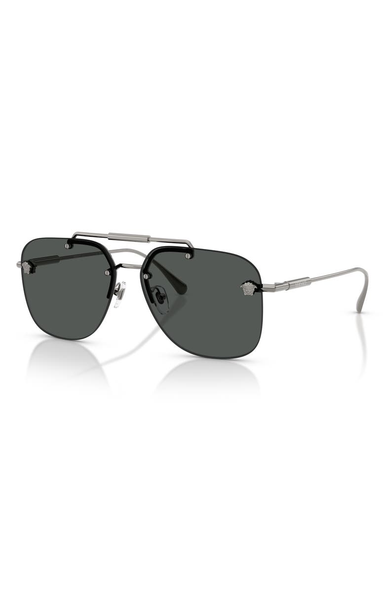 Versace 60mm Square Sunglasses, Alternate, color, Gunmetal / Dark Grey