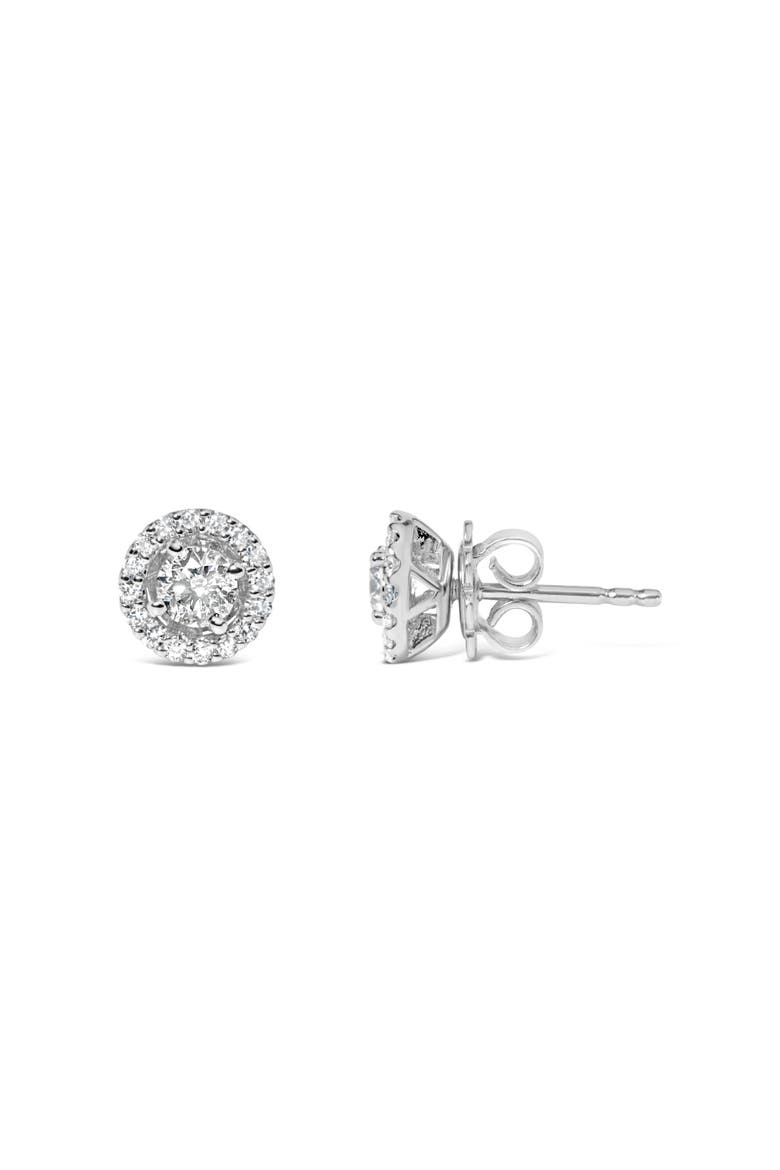 14K White Gold 3/4 Cttw Lab Grown Diamond Solitaire With Halo Stud Earrings, Alternate, color, White Gold