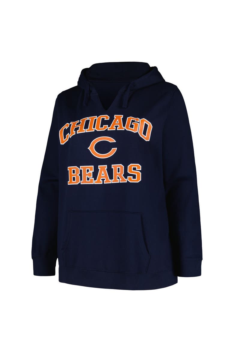 Women's Fanatics Branded Navy Chicago Bears Plus Size Heart and Soul V-Neck Pullover Hoodie, Alternate, color, Navy