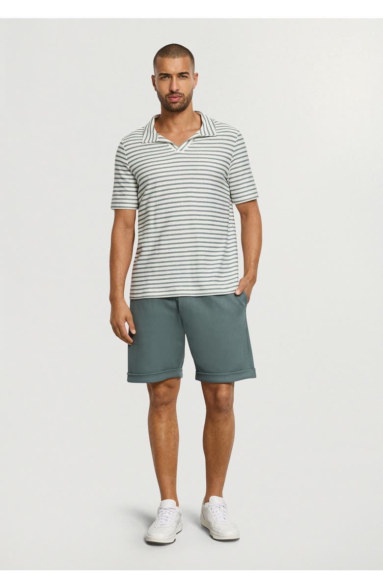 Hanro Travelwear Organic Cotton Collared Top, Alternate, color, Studio Green Stripes