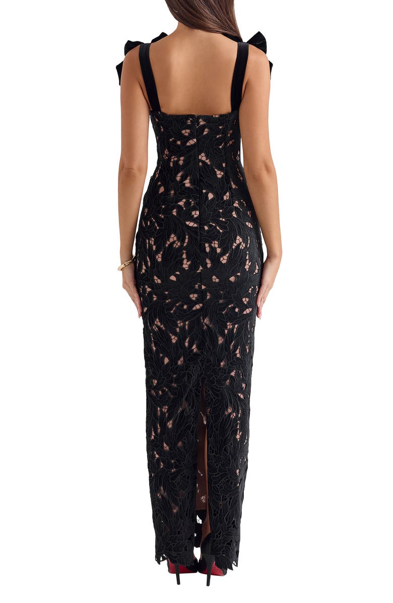 HOUSE OF CB Tiff Velvet Lace Body-Con Gown, Alternate, color, Black