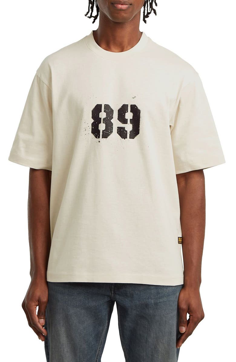 G-STAR Sprayed 89 Boxy Organic Cotton Graphic T-Shirt, Main, color, Whitebait