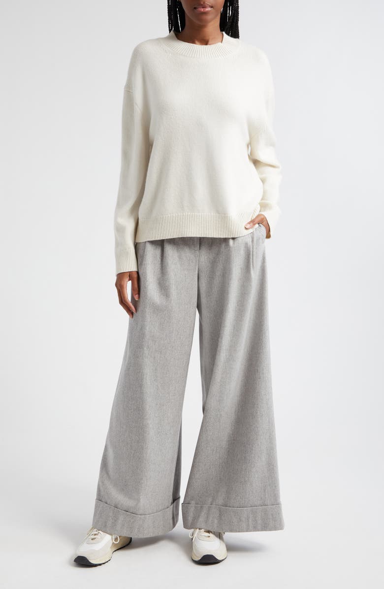 TWP Cashmere Crewneck Boyfriend Sweater, Alternate, color, Ivory