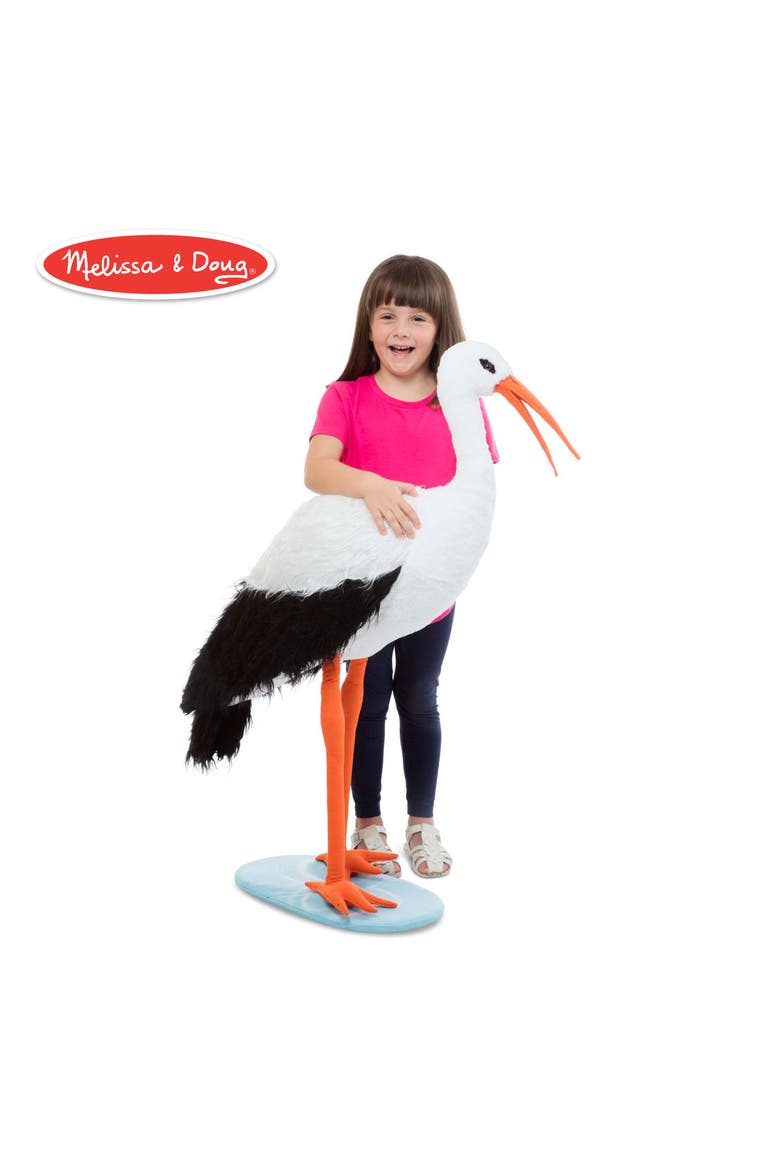 Lifelike Plush Stork, Alternate, color, WHITE
