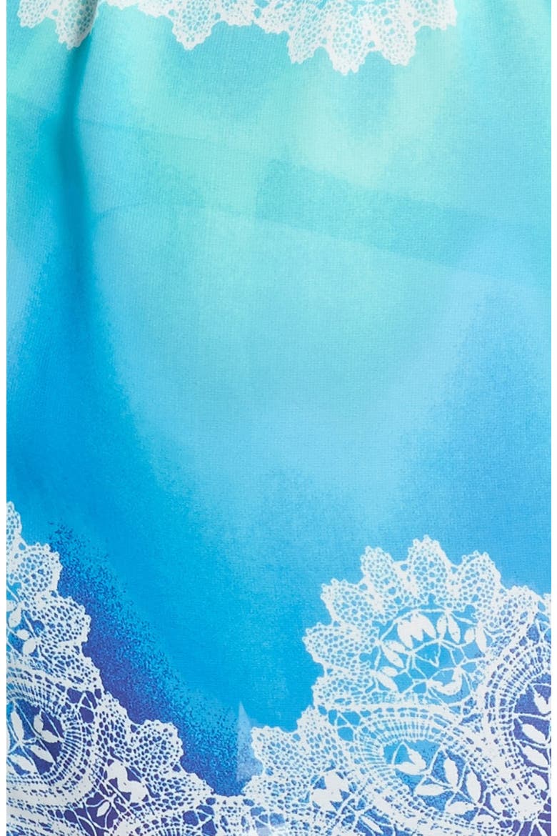 'Bella Blue' Lace Trim Ombré Robe, Alternate, color, BLUE PRINT