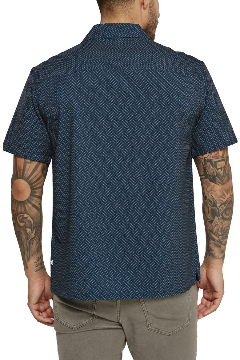 Callah Geo Print Performance Camp Shirt, Alternate, color, NAVY