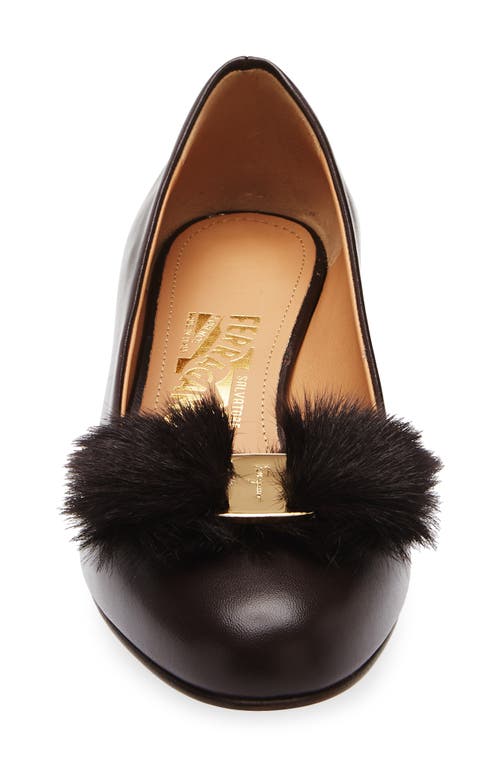 Ferragamo Vara Genuine Shearling Bow Pump