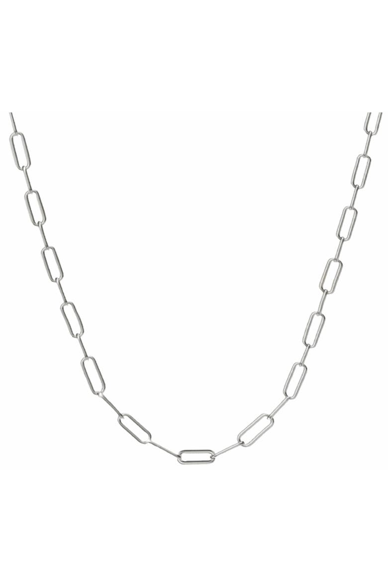 Rhodium Plated 4MM Paperclip Necklace, Main, color, Silver